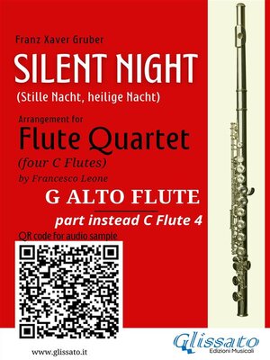 cover image of G Alto Flute (instead C Flute 4) part  "Silent Night" for Flute Quartet